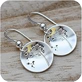 Tuwiqsdi 925 Sterling Silver Dandelion Earrings Fashion Jewelry Vintage Silver Dandelion Flower Retro Style Hook Dangle Circle Earrings for Women