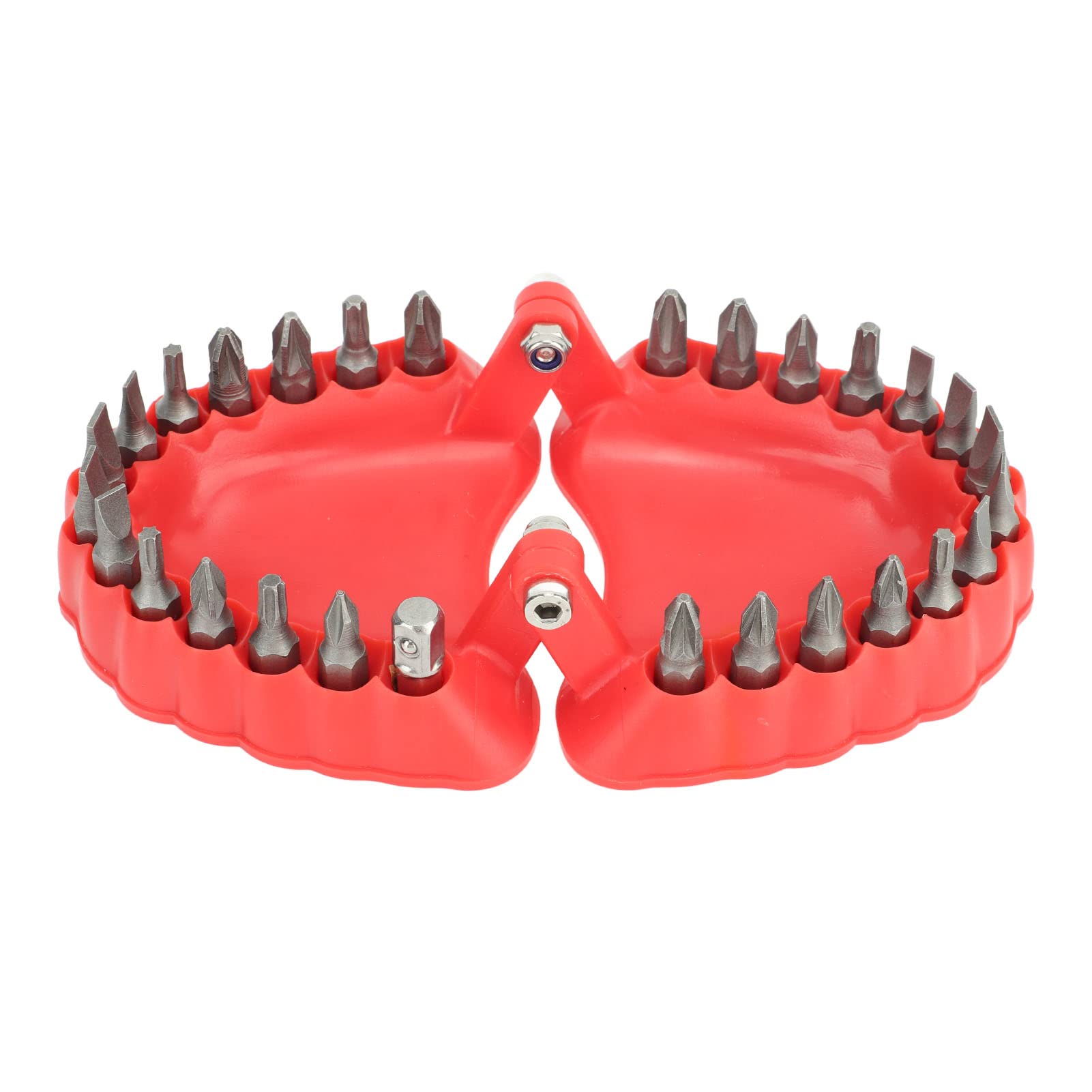 YWBL-WH Denture Drill Bit Holder Tooth Shape Organizer with Drill Bit Pendant Decor Screwdriver for Ornament Red 28 Holes Drill Ornaments Decoration Symbol Signs (with Bits)