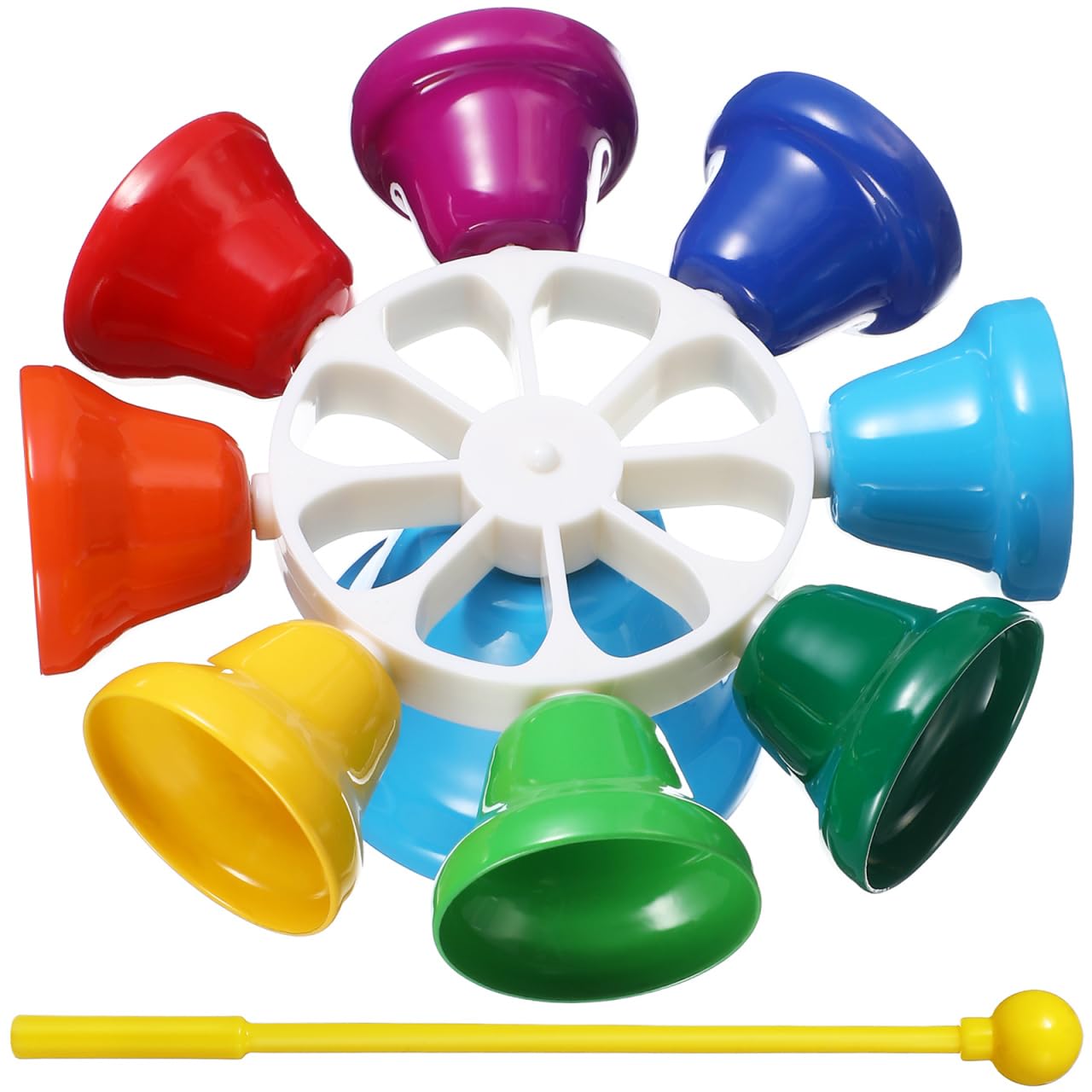 Yarnow Children Eight Tone Hand Bells Musical Instrument Toy for Early Education Lightweight Baby Musical Bells Set with Rod for Toddlers Learning and Brain Development