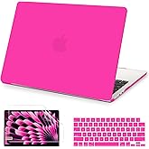 AKIT Compatible with MacBook Air 13 inch Case 2026 2025 2024-2022 M4/M3/M2 A3240 A3113 A2681, Slim Matte Plastic Hard Shell Case + Screen Protector + Keyboard Cover for MacBook Air 13.6 inch, Hot Pink