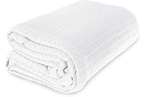 JMR USA INC. Waffle Weave 100% Cotton Blankets Hotel Style Queen Blanket Great for All Seasons Upgrade Your Home Decor with Hypoallergenic Soft Quilt for Bed, Couch & Sofa (White, Queen 90 x 90)