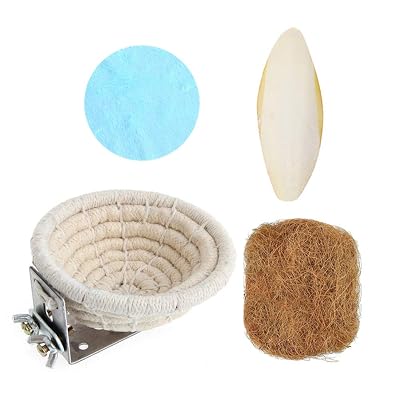 3pcs Bird Nest with Natural Coconut Fiber &amp; Cuttlefish Bone, Handmade Cotton Rope Bird Breeding Nest Bed Hatching Nest, Parrot Bird House Cage Toy for Parakeet Cockatiel Lovebird Small Nesting Box