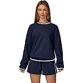 ABOCIW Womens Sweatsuits 2 Piece Outfits Crewneck Sweatshirts Sweat Shorts Tracksuits Lounge Matching Sets