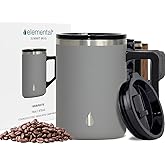 Elemental Insulated Coffee Mug - Triple-Wall Stainless Steel Summit Travel Cup for Hot and Cold Drinks - Thermal Coffee Mug with Lid and Handle for Camping, Office & Travel 16oz - Graphite