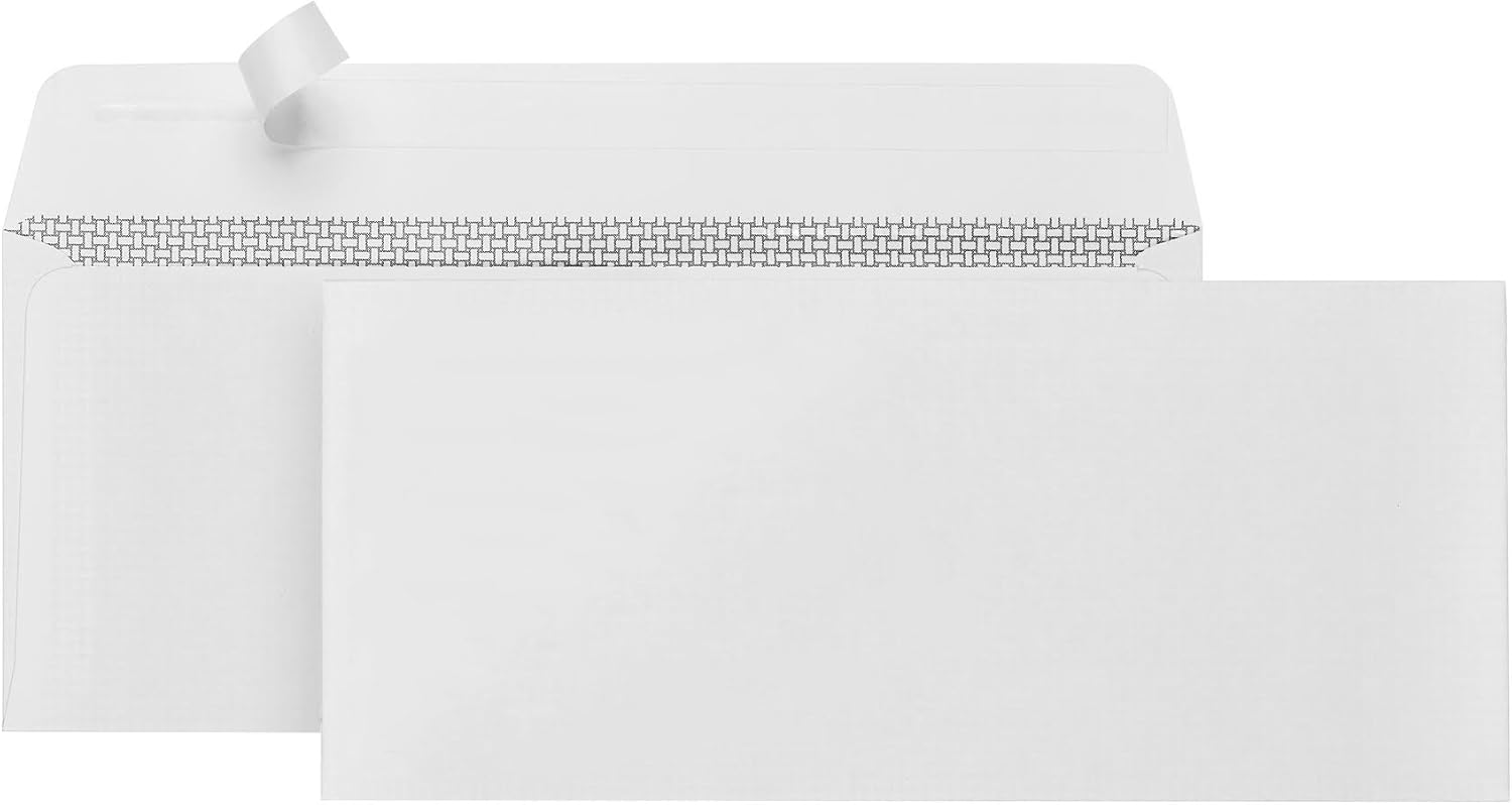 100 No. 10 Self Seal Security Envelopes - Designed for Secure Mailing - Security Tinted with Printer Friendly Design - Number 10 Size 4 1/8 x 9 ½ Inch (100 Pack) : Office Products