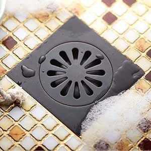 JYYA Vintage artístico de latón Negro baño Cuadrado Ducha Piso Trampa