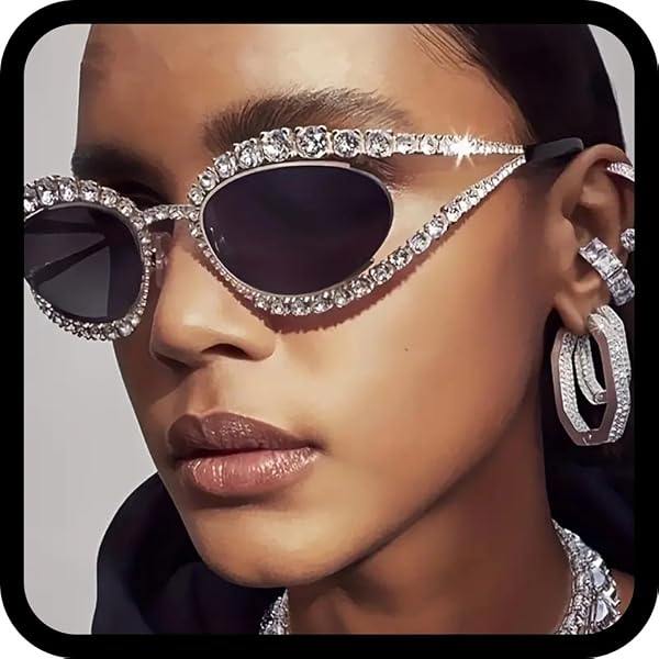 Amazon.com: FUPRECIOUS Pearl Cat Eye Sunglasses Womens Cute  display picture 1