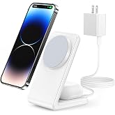 2-in-1 for Magsafe-Compatible Charger Stand with PD 20W USB-C Charger Block &amp; Cable, Fast Charging Wireless Charger Designed for iPhone 17 Pro Max/16/15/14/13/12, AirPods 4/3/Pro 3/Pro 2/Pro, White