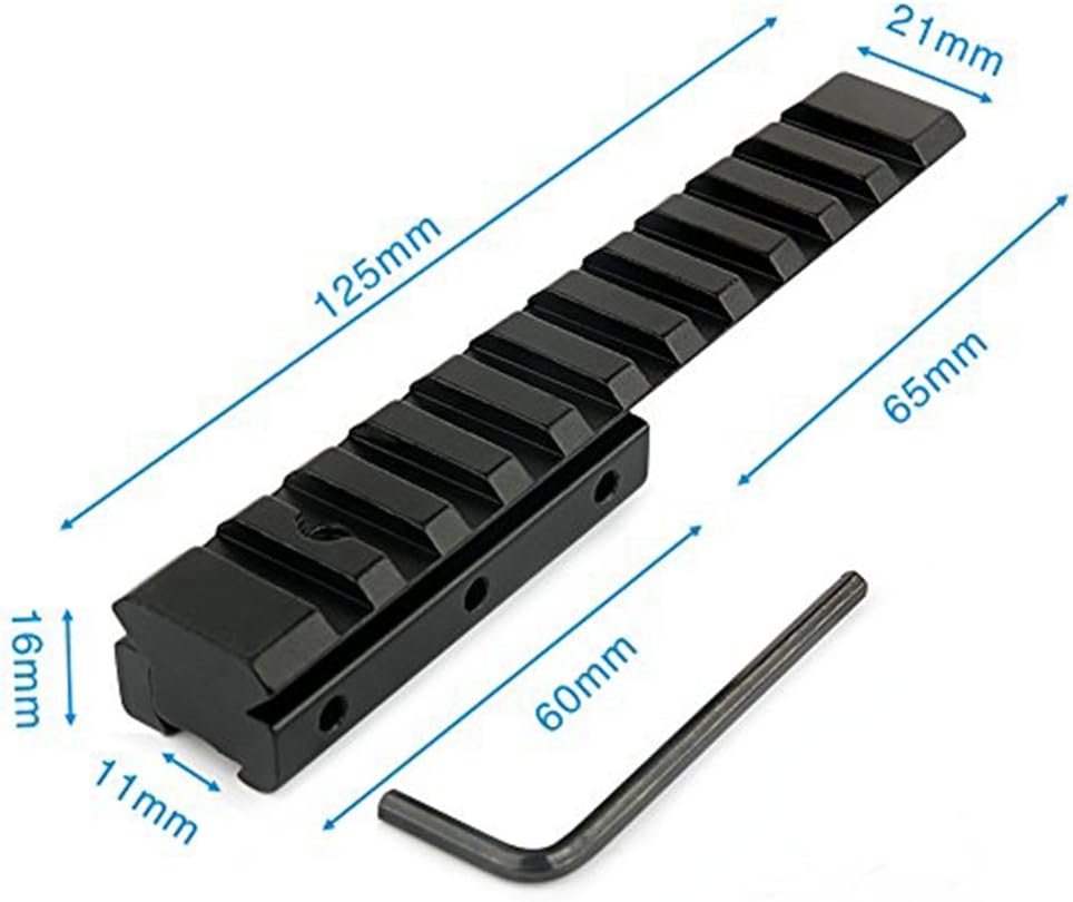 UniqueFire Dovetail to Picatinny Extension Adapter Riser Rail Mount Base 11mm Conversion to 20mm Rail,125mm Length - Image 4