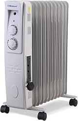 Belaco 11 Fin Oil Filled Radiator 2500W Portable Electric Heater Thermostat Grey