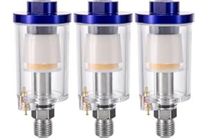 Rowiz Air Oil Water Separator Trap Filter Seperator 1/4 Inch NPT Air Compressor Filter for Spray Gun Air Tools Air Line 3 Pac