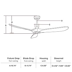 Sofucor 60 Inch Ceiling Fans No Light Modern