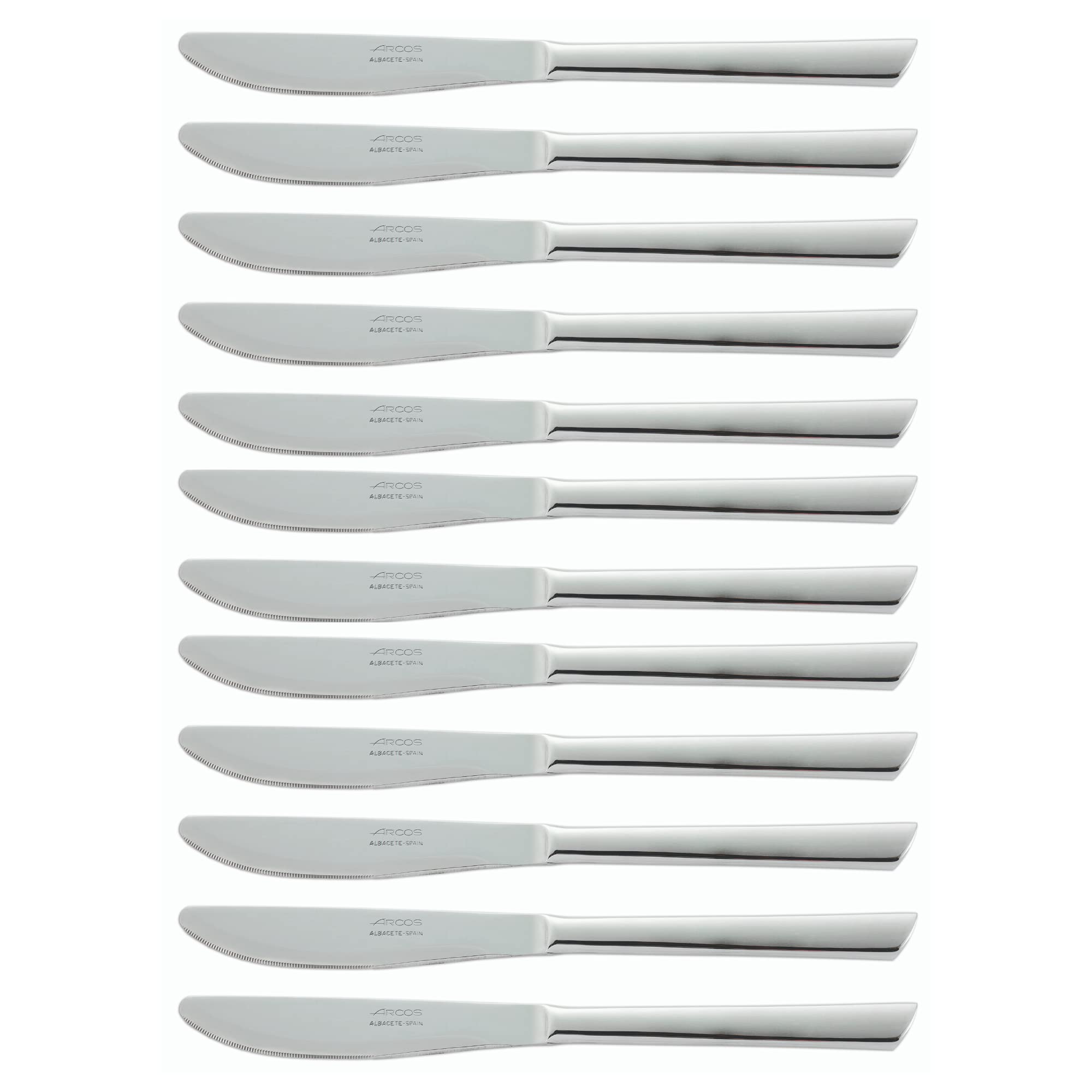 Arcos Series Toscana - Box 12 Pieces Table Knife - Monoblock of one Piece Stainless Steel 100 mm (3.94 Inch) Silver Colour (12 Piece)