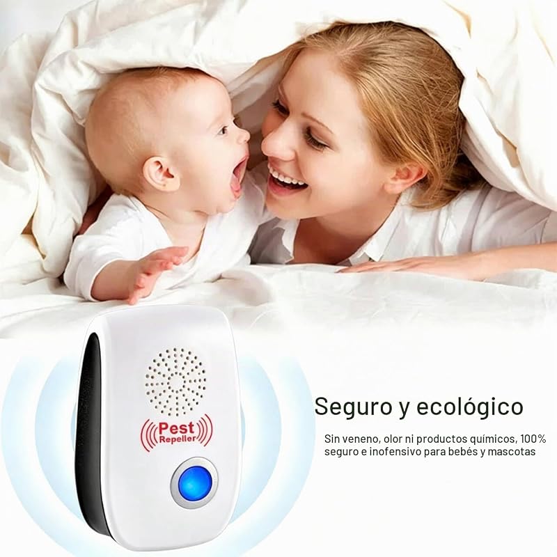 Repelente Ultrasónico de Plagas, 6 Pack Electrónico Repelente Mosquitos Control de Plagas, Repelente Ultrasónico Mosquitos para Interiores, Moscas, Ratones, Cucarachas, Arañas, Roedores