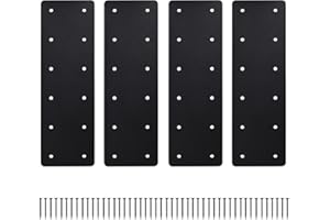 XZWMY Straight Steel Plate 4PCS,15.7"x5" Heavy Duty Flat Mending Plate with Powder Coated Pergola Brackets,Truss Bracket,Post to Beam Connectors Repair Bracket,I Shape Strap for Wood 6x6 Lumber……