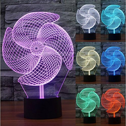 ZLTFashion 3D Visual Optical Illusion Colorful LED Table Lamp Touch Cool Design Night Light Christmas Prank Gifts Romantic Holiday Creative Gadget (Windmill2)