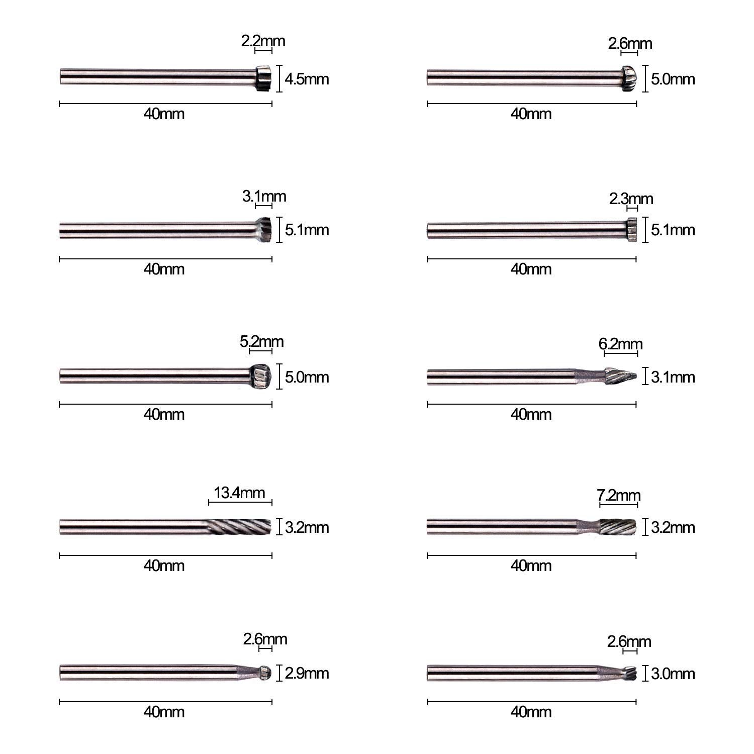 ZFYQ Rotary Burr Set including 3mm Shank for DIY Woodworking Carving, Engraving, Drilling - Image 3