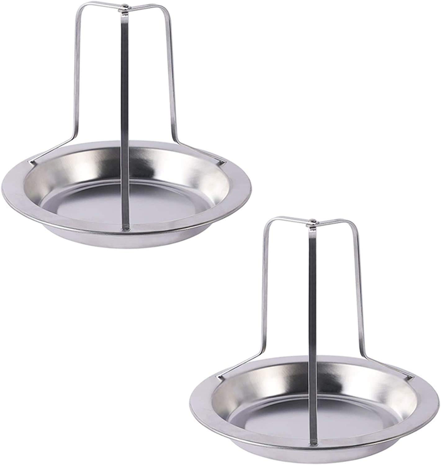 BETOY 2 Set Chicken Holder BBQ Roaster Folding Beer Can Chicken Holder with Drip Pan for Oven, BBQs and Grill Accessory