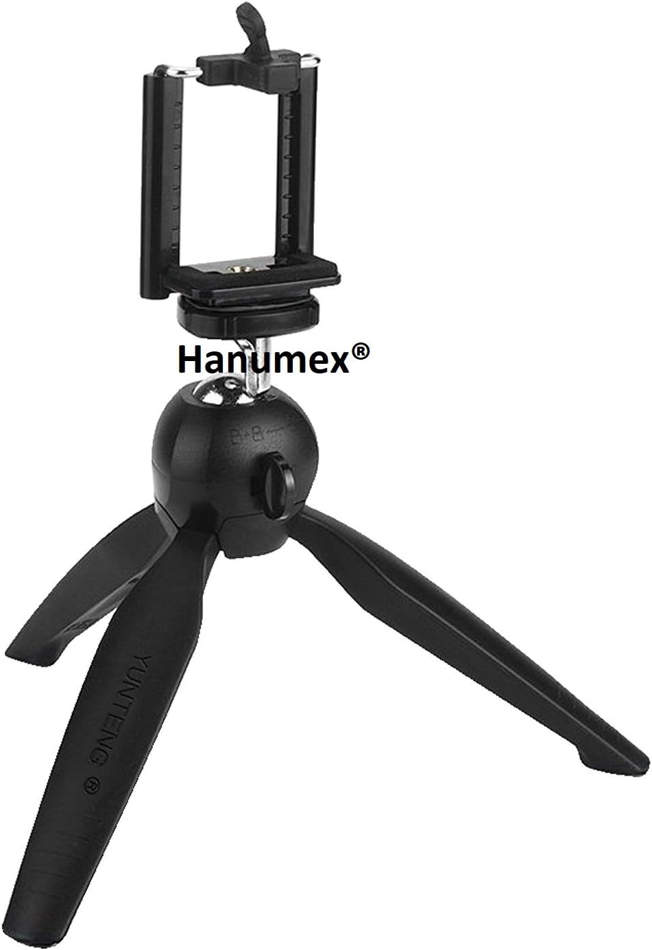Hanumex® Universal Mini Tripod for Digital Camera & All Android iPhone Samsung Lenovo Micromax Oppo Vivo Moto One Plus Xiaomi - Black with Mobile Holder