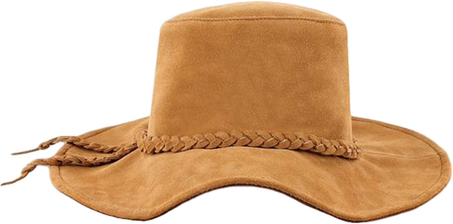 taupe leather hat