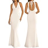 Colysmo Women Summer Bodycon Maxi Dress Sexy Ruched Deep V Neck Elegant Formal Wedding Guest Long Dresses