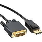 Znoogrn DisplayPort to DVI Display Cable 6FT, DisplayPort to DVI Adapter Male to Male Cord Cable for TV, Dell, HP, Projector, Monitor and Other Devices