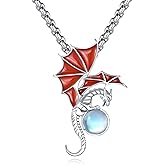 Vadmans Birthstone Dragon Necklace Sterling Silver Dragons Pendant Animal Jewelry Birthday Gifts for Women Men