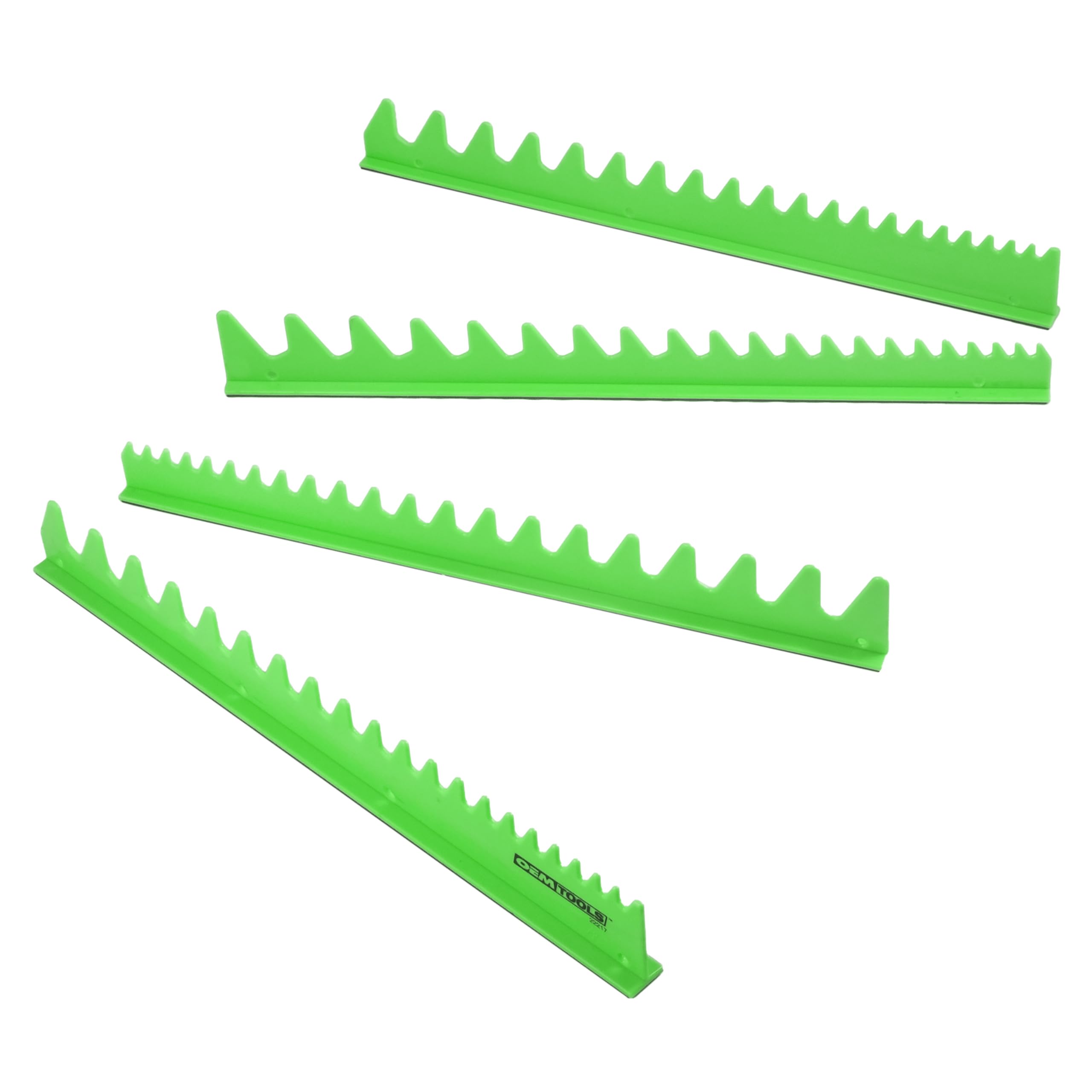 OEMTOOLS 22217 Wrench Organizer, Holds 40 Wrenches, 16.6" L x 1.9" H, Green, Magnetic, Ascending Slotted Design
