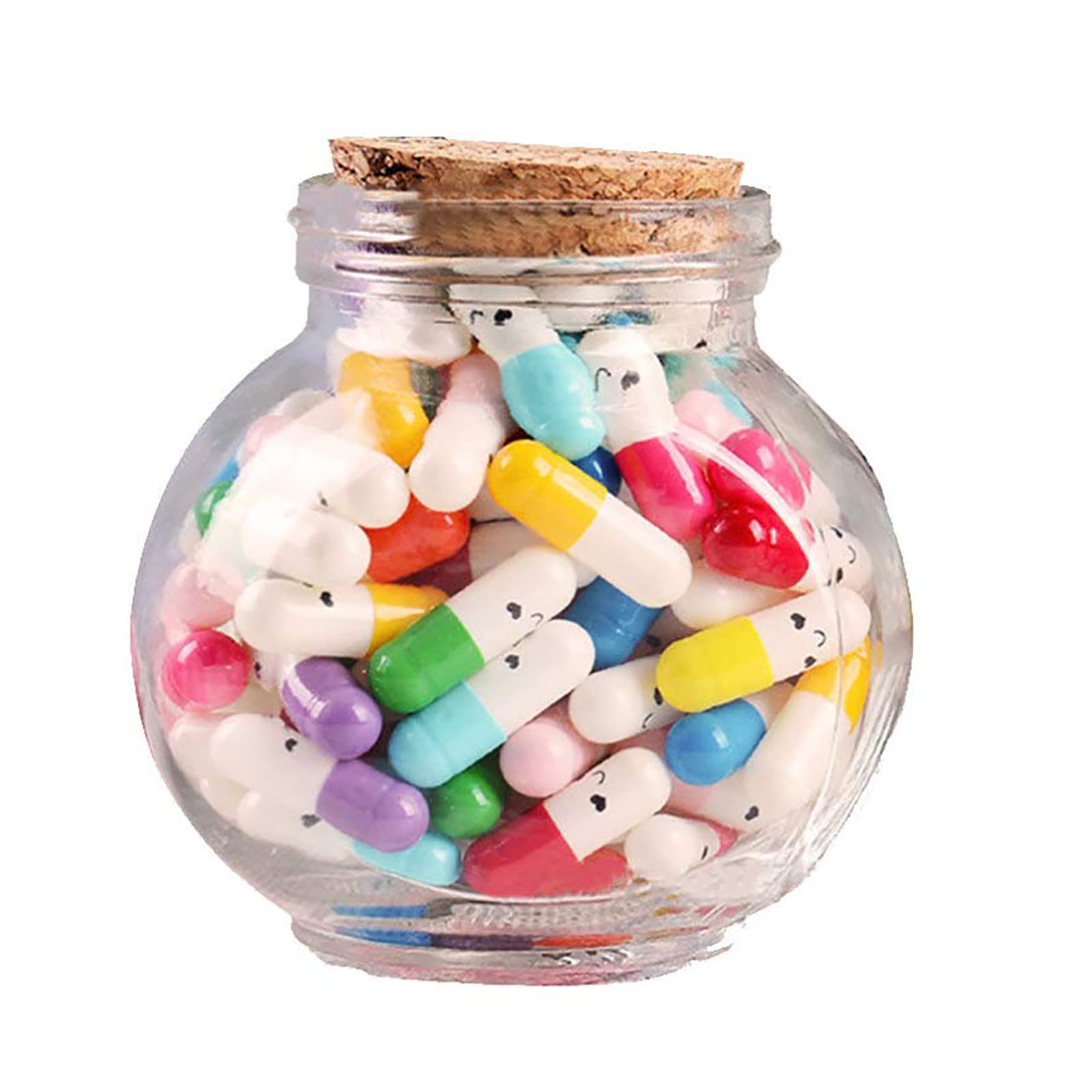 Capsule Letters,101 Pcs Colorful Smiley Message Capsules Capsule Letters Message Love Capsule Pills Gifts with Wishing Jar for Lovers and Friends