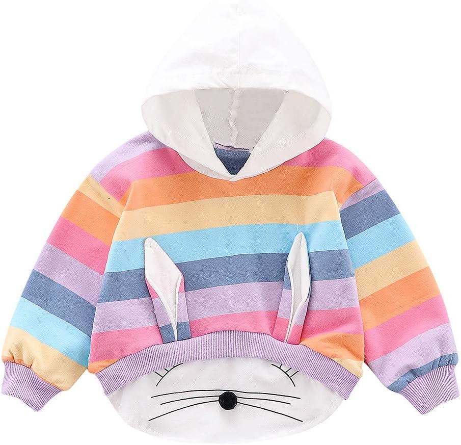 Baby Girl Boys Rainbow Hoodie Rabbit Bunny Coat Toddler Outerwear 0-36M Infant