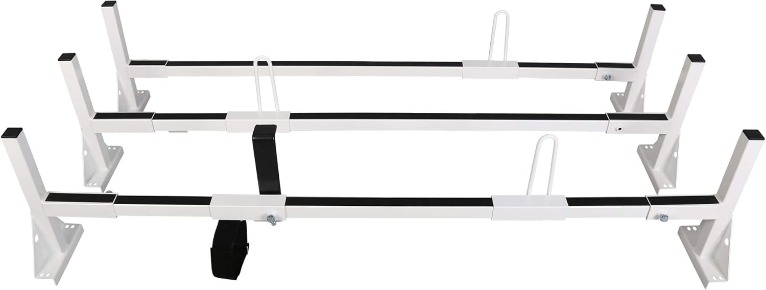 ECOTRIC Universal 3 Bars Van Roof Mount Full Size Steel Ladder Rack for Chevy Express Ford GMC Savana: Automotive