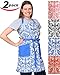 Printed Chefs Apron with Dual Center Pockets (Blue, 2-pack) by Utopia Wear