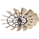 Quorum 96015-86 Windmill 60" with 3 Bulb Cage Light in Oiled Bronze Finish Modern Farmhouse Ceiling Fan