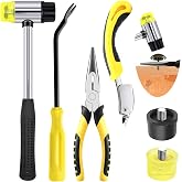 Yauhar 6 Pcs Upholstery Remove &amp; Install Tools Kit Contains Rubber Mallet Hammer with 2PCS Replacement Head, Nail Tack Remover, Staple Tack Lifter and Removal Pliers for Furniture Floor Jewelry