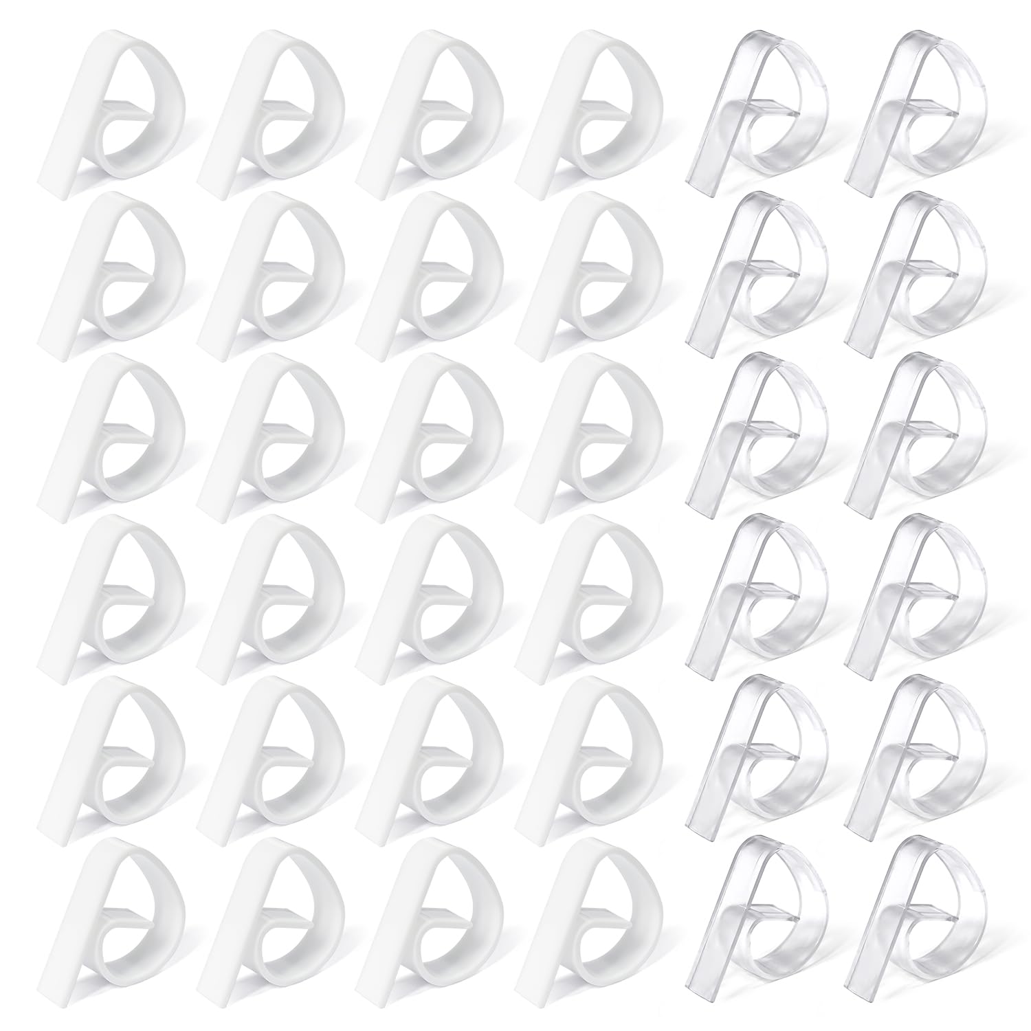 GVSAVY 36pcs Tablecloth Clips, Plastic Tablecloth Clips, Thick Tablecloth Clips, Tablecloth Holder, for Thick and Thin Tables Indoor and Outdoor (Clear and White)