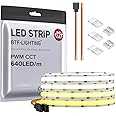 BTF-LIGHTING FCOB COB LED Strip CCT Flexible High Density 9.8FT 640LED/m Tunable 3000K-6000K CRI 90+ Dimmable Light Ribbon for Bedroom Kitchen Indoor Decoration DC24V(No Adapter or Controller)