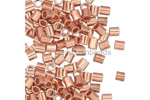 BEDAZZLINBEADS 100 Pure Copper Crimp Tube Beads Findings for Ending Beading Cord & Wire Ends (2mm x 2mm)