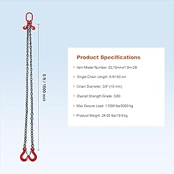 VEVOR Chain Sling, 3/8 inch x 6 ft Lifting Chains