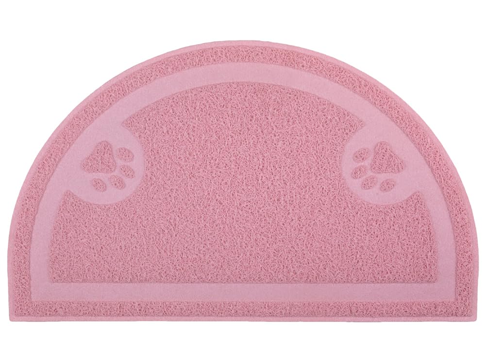 Paw Print Cat Litter Mat, Kitten Litter Mat, Door Mat, Semicircle,60x36cm (Light Rose) — image 1