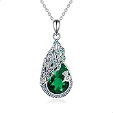 AXOMY Sterling Silver Blue Opal Turquoise Peacock Pendant Necklace - Peacock Jewelry Gifts for Women