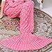 iBaby888 Handmade Mermaid Tail Blanket Crochet All Seasons Warm Knitted Bed Blanket Sofa Quilt Living Room Sleeping Bag for Kids and Adults(72.8