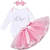 IMEKIS Baby Girl 1st Birthday Outfit Snowflake One Romper Tutu Skirt Headband Long Sleeve Cake Smash Photo Shoot