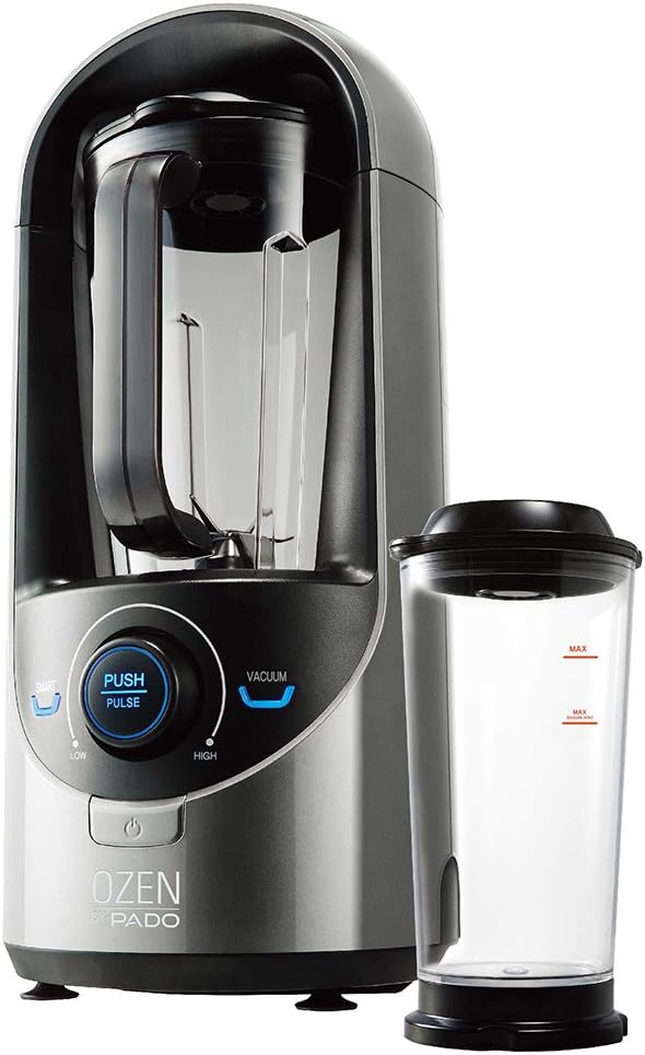 Pado Ozen 310 Vacuum Blender, Countertop Kitchen Blender for Nutrient Dense Smoothie Blends That Don't Separate, Plus Extra Vacuum Storage Container-Silver