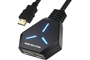 AUKOKIOULA HDMI Splitter 1 in 2 Out Duplicate/Mirror (Not Extend), 4K@30hz HDMI Splitter for Dual Monitorsfor Full HD, 1080P, 3D, Compatible with Xbox, PS4, PS5, TV, Projector, Computer