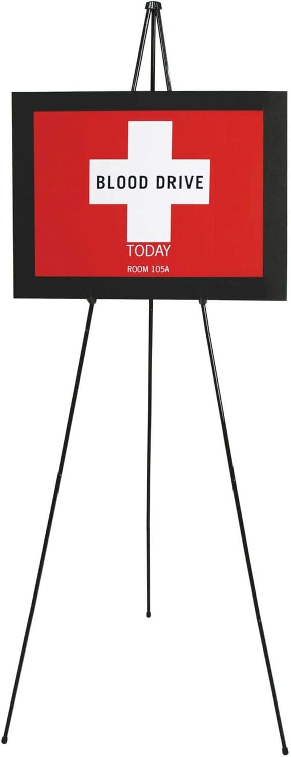 Quartet Easel Stand, Collapsible, Portable Display Stand for Home School Supplies, Home Office Supply Tripod for Posters, Paintings, Art or White Boards, Base 63" Max. Height, Supports 5 lbs. (29E) : Easel Stands : Office Products