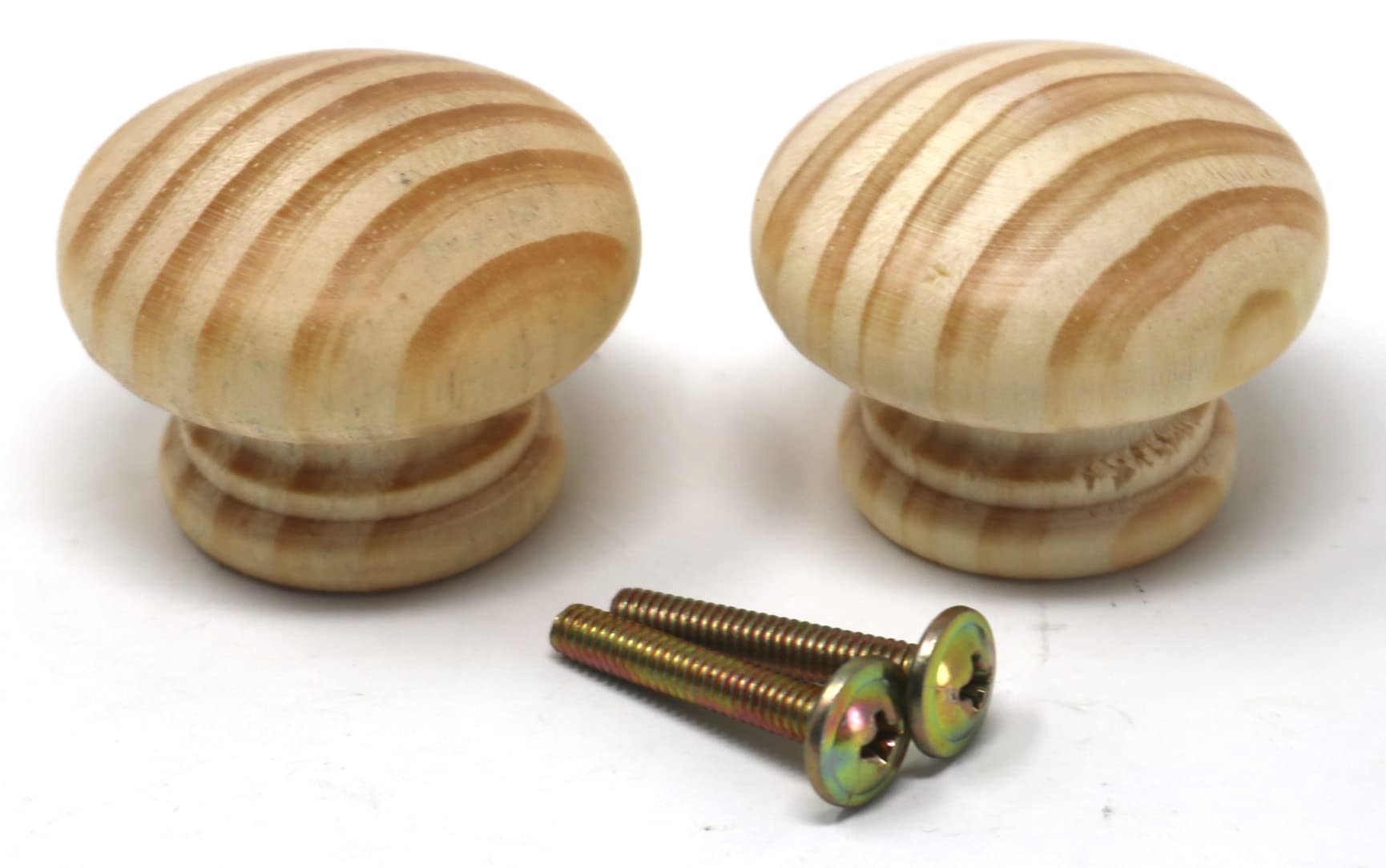 fiXte 2 x Natural Wood Cupboard Cabinet Door Knob Pine Wooden Unlacquered Handle 38mm (1-1/5")