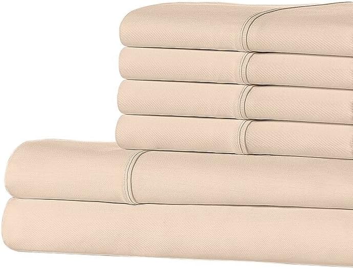 Ella Jayne Home 100% Premium Cotton 500 Thread Count Soft, Supple 6 Piece Bedroom Sheet Set, California King Size, Taupe