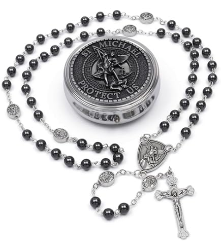 Amazon.com: SIFRIMANIA Tricolor Catholic Rosary Necklace with St