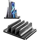 Vaydeer 3-Slot Vertical Laptop Stand Made of Premium ABS Plastics 5 in 1 Design Space-Saving Adjustable Desk Organizer for Al