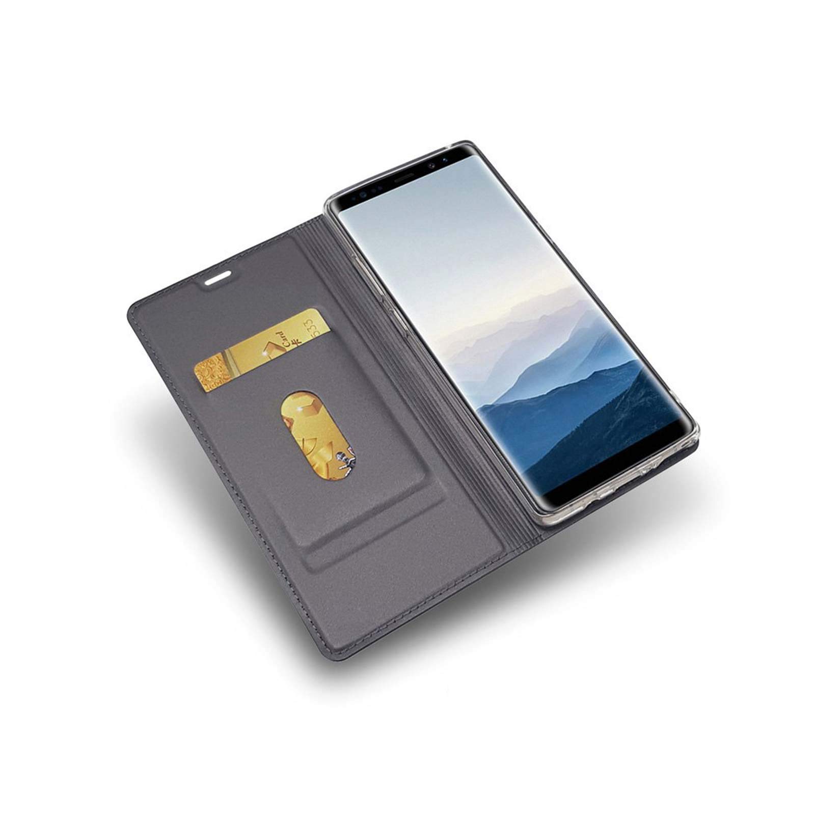 LINCIVIUS  Etui Samsung Galaxy Note 9, Housse Samsung Note 9 Coque Noir Flip Cover Rabat Aimanté Avant Arriere Integrale Antichoc [30 Jours Satisfait Ou Remboursé]